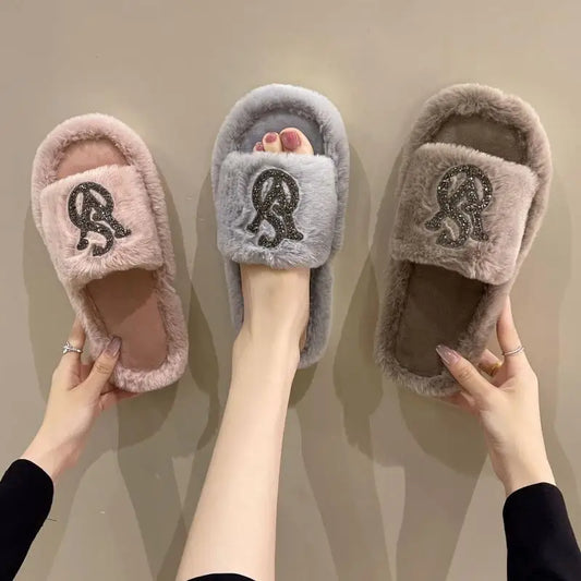 Gemütlich und weiche  Slippers für Frauen,Hausschuhe,fluffig,Fell, Fashion Winter Trend 
